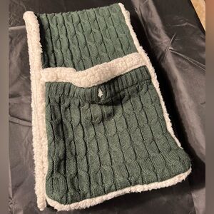 Blue Cable Knit Scarf with Sherpa Lining